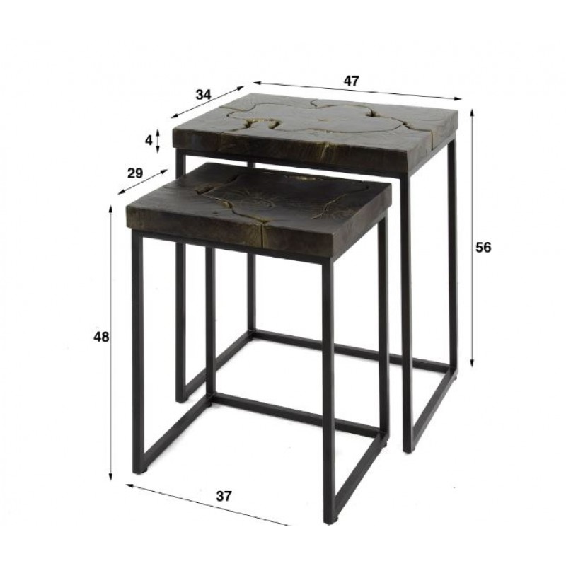 ZI Kimber Nesting Tables Black Gold